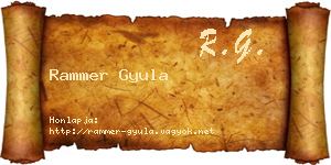 Rammer Gyula névjegykártya